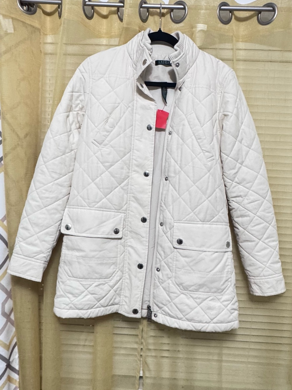 Ralph Lauren Quilted Cream Pea Coat